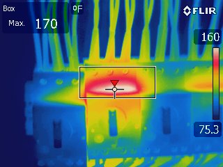 Thermal image of a control panel connection, 170 °F maximum